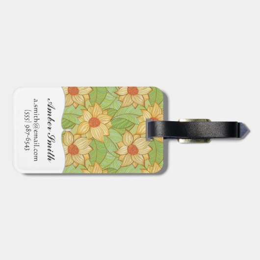 Retro Magnolien-Muster Gepäckanhänger (Rückseite horizontal)