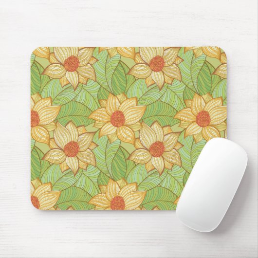 Retro Magnolien-Muster Mousepad (Mit Mouse)