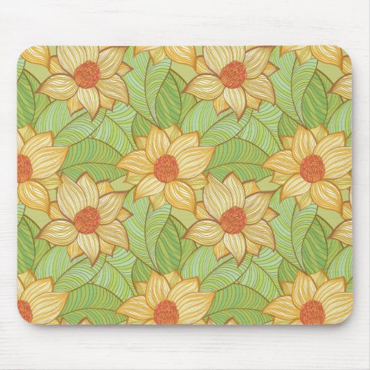 Retro Magnolien-Muster Mousepad (Vorne)