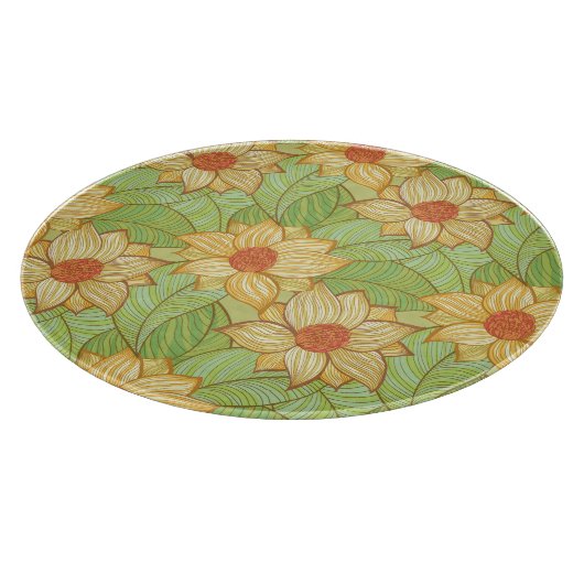 Retro Magnolien-Muster Schneidebrett (Ecke)