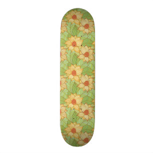 Retro Magnolien-Muster Skateboard