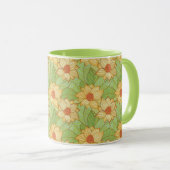Retro Magnolien-Muster Tasse (VorderseiteRechts)