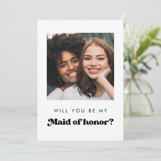 Retro Maid of Honor Proposal Info Card with Photo Einladung