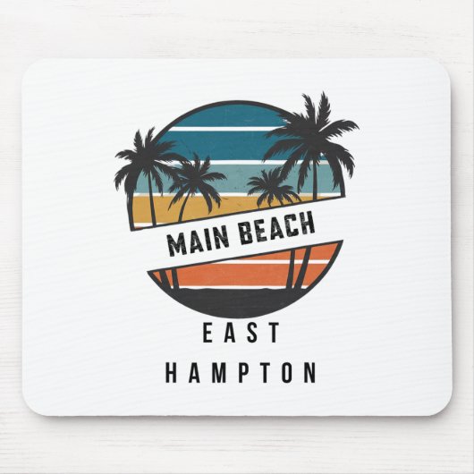 Retro Main Beach East Hampton Surfbrett Surfen Mousepad (Vorne)