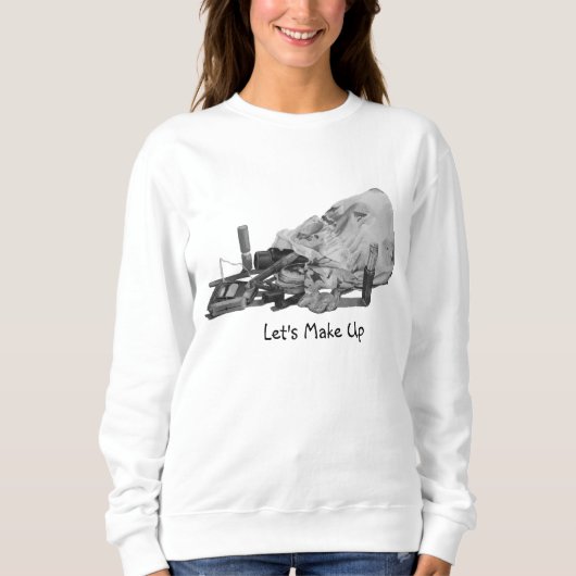 Retro-Make-up-Tasche mit lustigem Slogan schwarz-w Sweatshirt (Vorderseite)