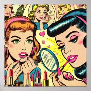 Retro-Makeup-Girls-Comics Poster