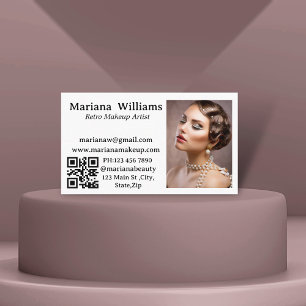 Retro-Makeup-Künstler qr-Foto Visitenkarte