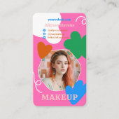 Retro Makeup Schönheitsformen Foto qr-Code rosa Visitenkarte (Vorderseite)