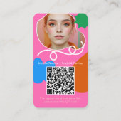 Retro Makeup Schönheitsformen Foto qr-Code rosa Visitenkarte (Rückseite)