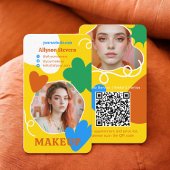 Retro Makeup Schönheitsformen Foto qr Gold Visitenkarte
