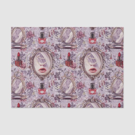 Retro Makeup Vanity Lipstick-Dekoupage Seidenpapier (Vorderseite)