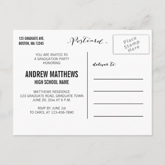 Retro Male | Einladung zur Graduiertengruppe (Rückseite)