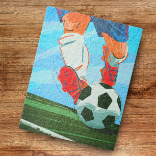 Retro Male Soccer Player Legs & Ball Sports Theme  Puzzle