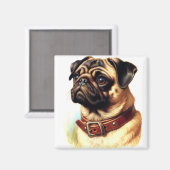 Retro-Malerei auf niedlichen Mops Magnet (Vorderseite/Rückseite)