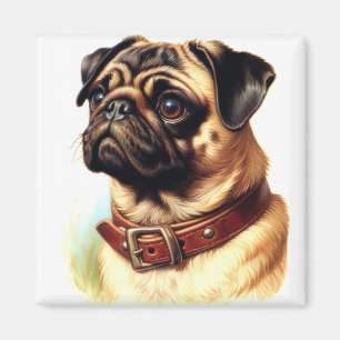 Retro-Malerei auf niedlichen Mops Magnet