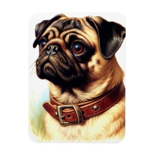 Retro-Malerei auf niedlichen Mops Magnet (Vertikal)