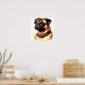 Retro-Malerei auf niedlichen Mops Poster (Küche)