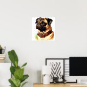 Retro-Malerei auf niedlichen Mops Poster (Heimbüro)