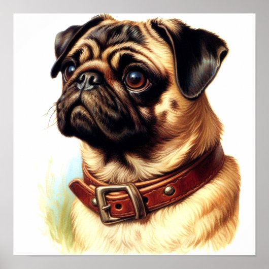 Retro-Malerei auf niedlichen Mops Poster (Vorne)