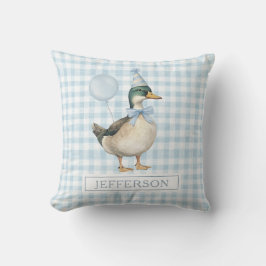 Retro Mallard Duck Baby Blue Balloon Boy Kinderzim Kissen