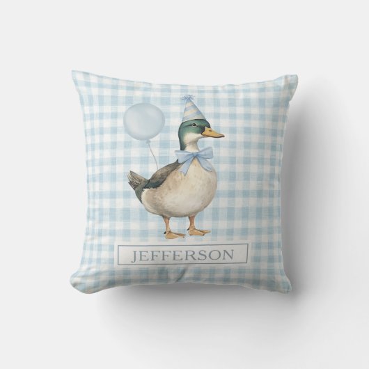 Retro Mallard Duck Baby Blue Balloon Boy Kinderzim Kissen (Vorderseite)