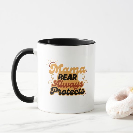 Retro Mama Bär schützt immer Tasse (Mit Donut)