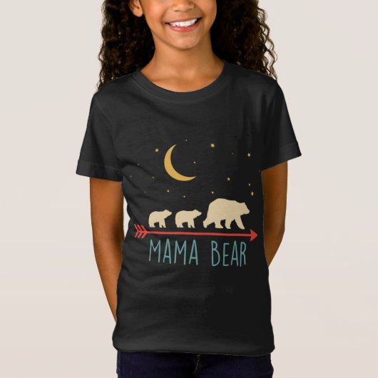 Retro Mama Bear mit 2 Cubs T-Shirt (Vorderseite)