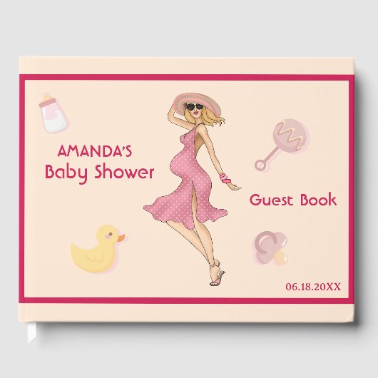 Retro Mama Blonde 2 Baby Dusche Party Gästebuch (Vorderseite)