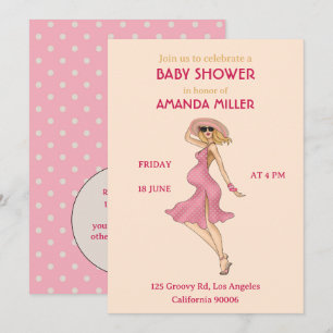 Retro-Mama-blonde-Einladung zur Babyparty Einladung