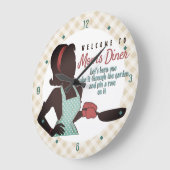 Retro Mama Diner linger Bratpfanne Küchenuhr Große Wanduhr (Winkel)