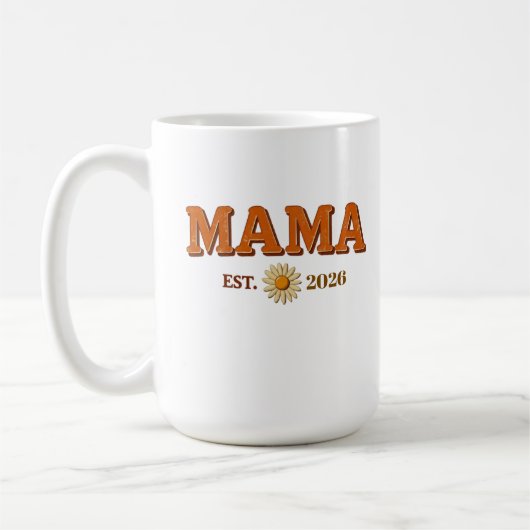 Retro Mama Est 2026 Gänseblümchen Kaffeetasse (Links)