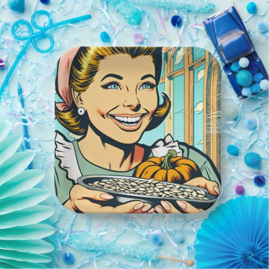 Retro-Mama-Halteplatte Halloween-Kürbisfutter Pappteller (Party)