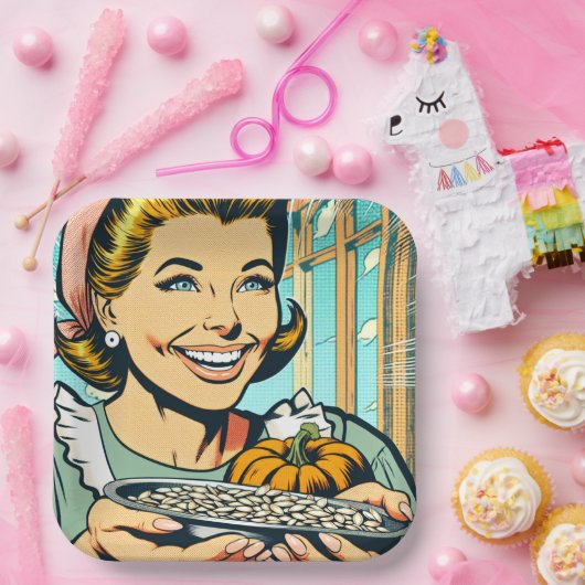 Retro-Mama-Halteplatte Halloween-Kürbisfutter Pappteller (Party)