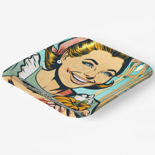 Retro-Mama-Halteplatte Halloween-Kürbisfutter Pappteller (Gewinkelt)