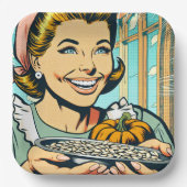 Retro-Mama-Halteplatte Halloween-Kürbisfutter Pappteller (Vorderseite)