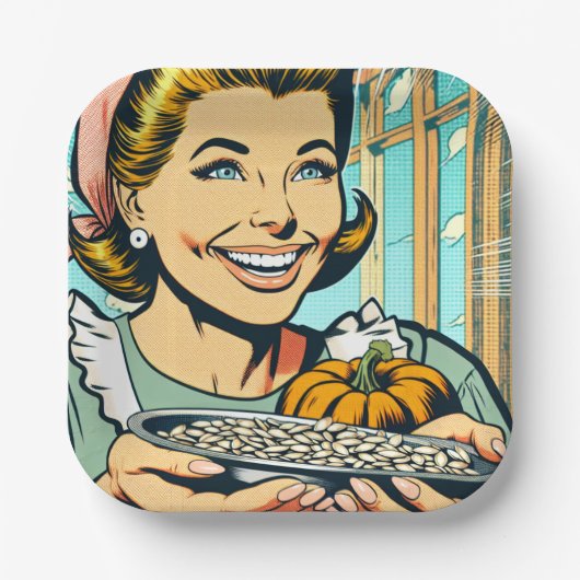 Retro-Mama-Halteplatte Halloween-Kürbisfutter Pappteller (Vorderseite)