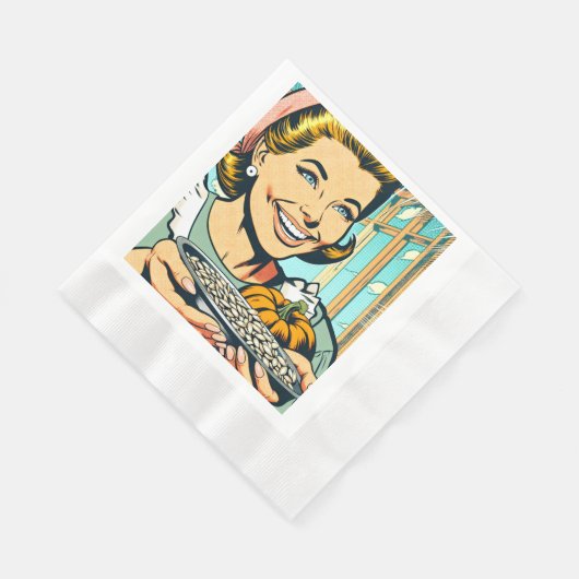 Retro-Mama-Halteplatte Halloween-Kürbisfutter Serviette (Ecke)