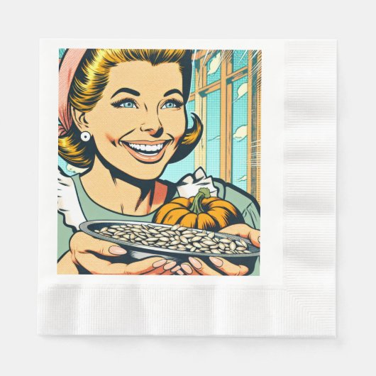 Retro-Mama-Halteplatte Halloween-Kürbisfutter Serviette (Vorderseite)