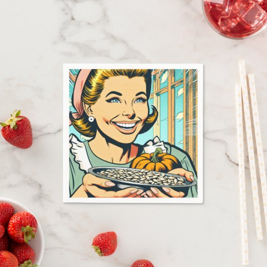 Retro-Mama-Halteplatte Halloween-Kürbisfutter Serviette (Beispiel)