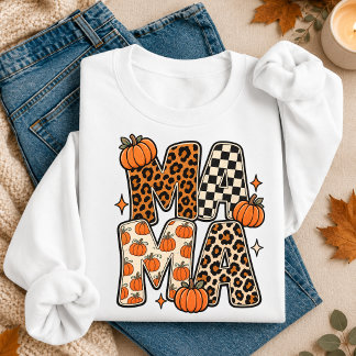 Retro Mama Herbst Kürbis Leopard Sweatshirt