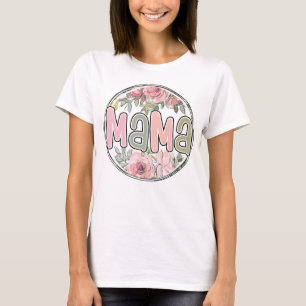retro mama mom rose flower mom gifts T-Shirt
