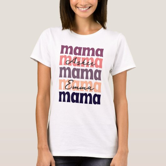 Retro Mama Mother Day Custom Kid's Name T-Shirt (Vorderseite)