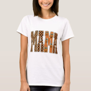 Retro Mama pumpkin leopard png☐ Halloween Mom png T-Shirt