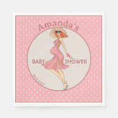 Retro Mama Redhead 2 Baby Dusche Party Serviette (Vorderseite)