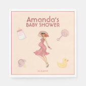 Retro Mama Redhead Kinderdusche Party Serviette (Vorderseite)