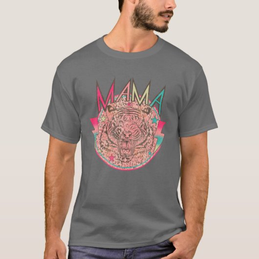 Retro Mama Rocker Boho Leopard Tiger für Mütter D T-Shirt (Vorderseite)