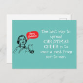 Retro-Mama Tragen Sie eine Maske verbreiten Weihna Postkarte (Vorne/Hinten)