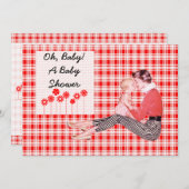 Retro Mama und Babydusche Einladung (Vorne/Hinten)