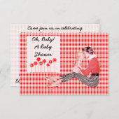 Retro-Mama und Babydusche V2 Einladung (Vorne/Hinten)