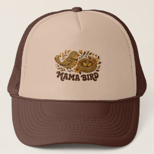 Retro-Mama-Vogel-Kunst – Vintage-Naturillustration Truckerkappe